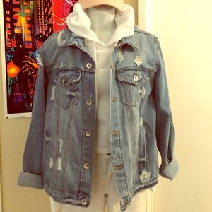 Distressed denim jacket